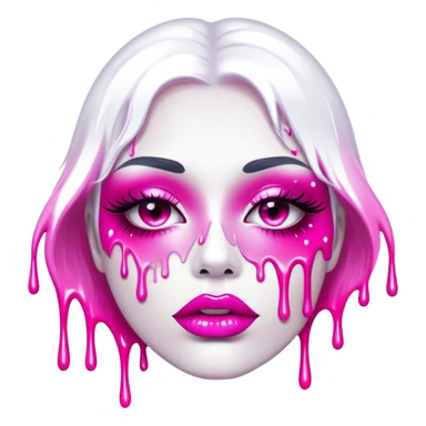 White glossy paint dripping from hot pink ombre glittery lips sticker