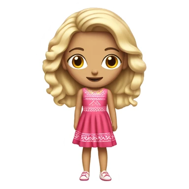 Girl with blonde hair red eyes pink dress white shoes Mexican  sticker