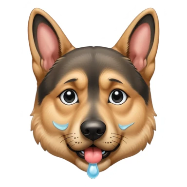all black german shepherd face crying large tears looking sad sticker