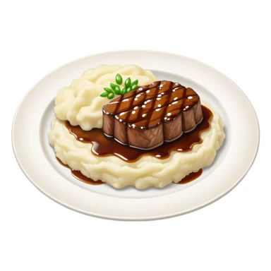 Plate of beef teriyaki and mashed potatoes  sticker
