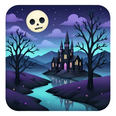 goth  eerie pastel night landscape  sticker