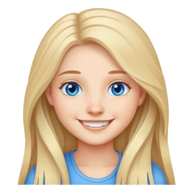 smiling girl portrait with long hair blue eyes sticker