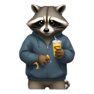 raccoon depress smoking fat join tracksuit  sticker