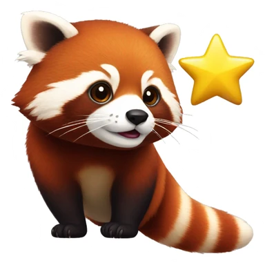 red panda with a yellow star sticker