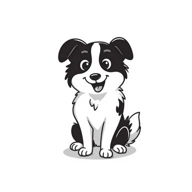 A pure white Border Collie dog sitting, with fluffy fur, alert pointed ears, and friendly expression sticker