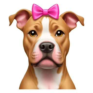 Tan pitbull with pink bow on head sticker