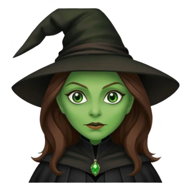 Wicked Witch of the West from the Wizard of Oz with green skin and eyes, brown long hair, black outfit sticker