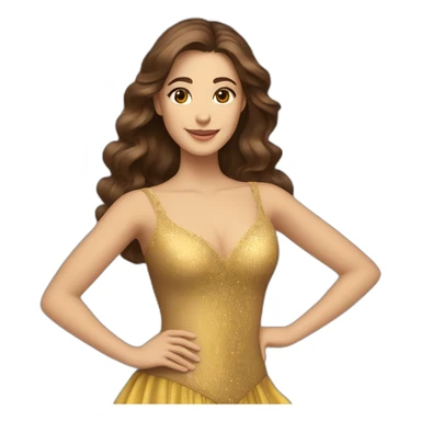 a brown-haired woman with long hair, brown eyes, who dances ballroom dancing sticker