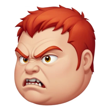 chubby young angry man in profile view with red hair and sharp fangs sticker