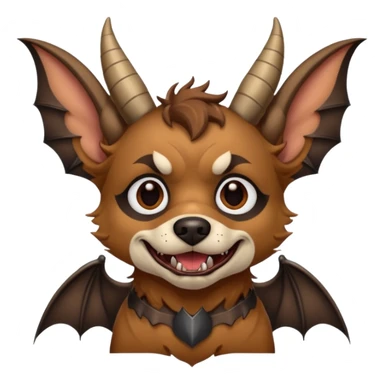 dog with horns and bat wings sticker