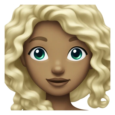 a mermaid with blonde wavy hair and green/blue eyes sticker