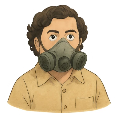 pablo escobar wearing a gas mask sticker