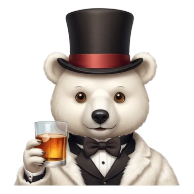 white bear head in a top hat with a whiskey sticker