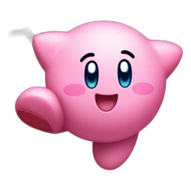 cute happy Kirby jumping on a star sticker