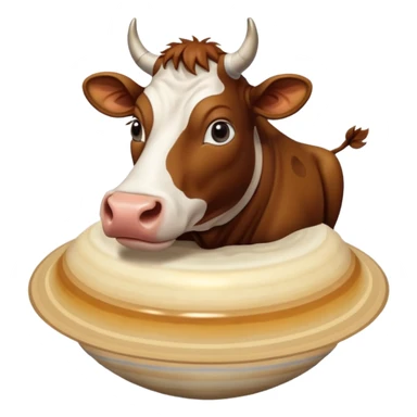 a cow and saturn but the cow head on top of saturn and human feet at the bottom sticker