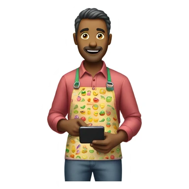 guy wearing apron scrolling through phone sticker