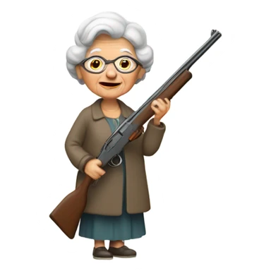 Old lady with shotgun sticker