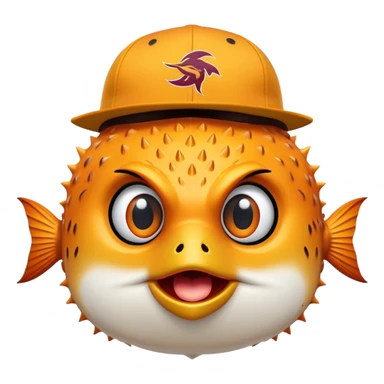 All Orange Blowfish facing forward With an Arizona State SunDevils AS logo Hat sticker