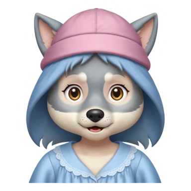 the wolf in grandma's nightgown and cap in the little red riding hood story sticker