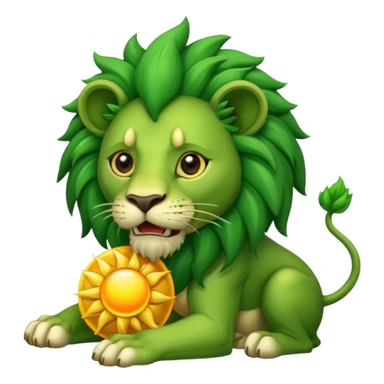 Alchemist style green lion devouring sun sticker