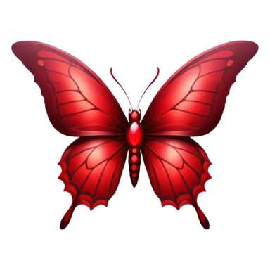 A stunning red butterfly in Gothic style, its wings shimmering in ruby, scarlet, and burgundy hues, takes center stage, while dark, shadowy crosses fade into the misty background. The contrast between its vibrant beauty and the eerie surroundings creates a haunting yet mesmerizing atmosphere. sticker