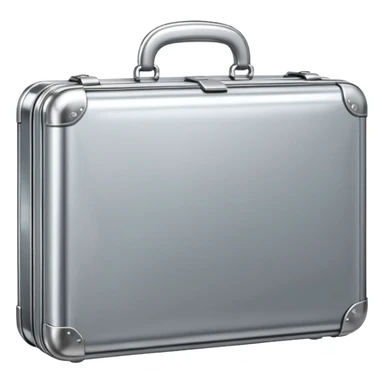 A luxury briefcase emoji made of polished silver chrome, smooth rectangular shape, metallic reflections, minimal high-end design, swag business aesthetic, iOS emoji style, centered, clean white background
 sticker