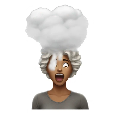 women who drops it came out of his mouth with a cloud above it that symbolizes a thought sticker