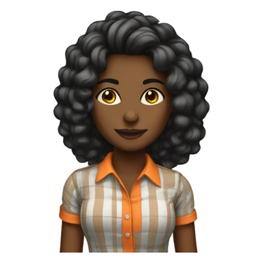 Mulher negra cabelo comprido camisa laranja sticker