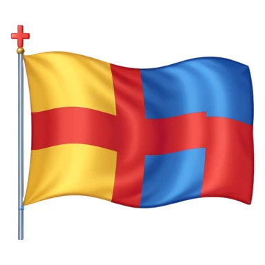 create a flag where the layout is like georgian one big cross for corner. the big cross i want is yellow and top right blue too left red bottom right red bottom left blue a big cross in the middle but iinside the flag not some other. just create georgian flag but the collors as i sayd sticker