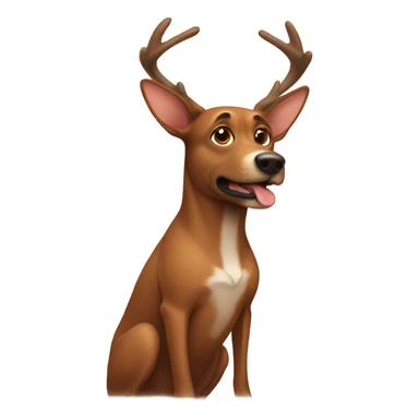 Brown dog wearing antlers sticker