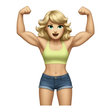 Taylor Swift with huge muscles flexing sticker