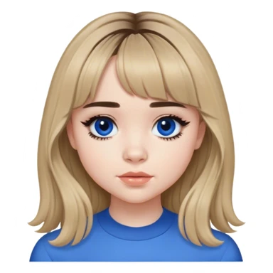 Sabrina carpenter with curtain bangs and wearing blue  sticker