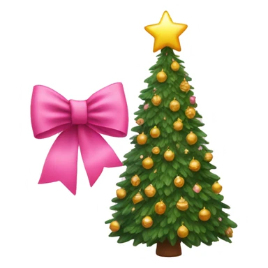 Pink bow on christmas tree sticker