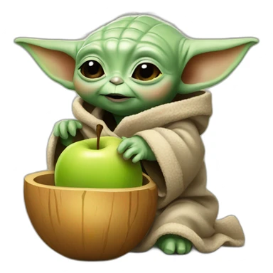 baby yoda eating apple sticker