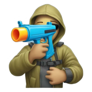 computer hacker with watergun sticker