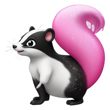Pink ombre skunk blowing out a fart with glitter  sticker