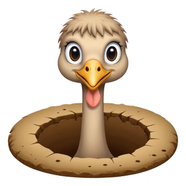 Ostrich with head inside a hole in the ground sticker