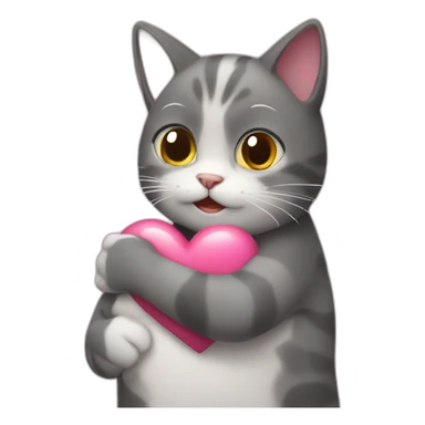  Cat hug heart sticker