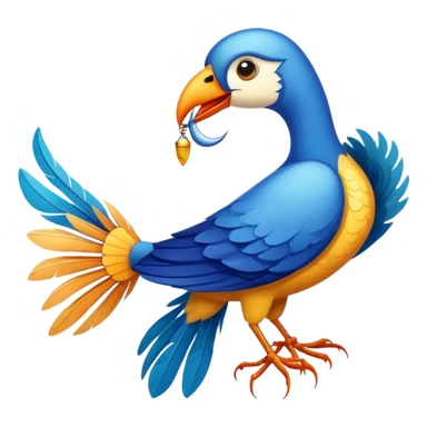 The bird carries the fish sticker