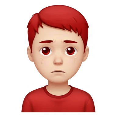 Sad boy with red shirt sticker