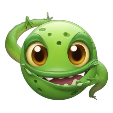 planet Venus with a cartoon smirking lizard face sticker