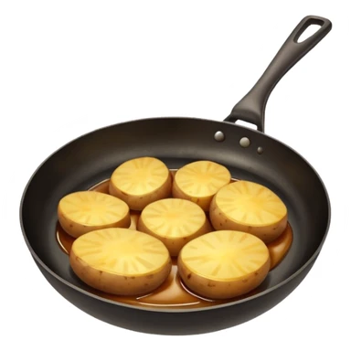 potato being heated in a frying pan sticker