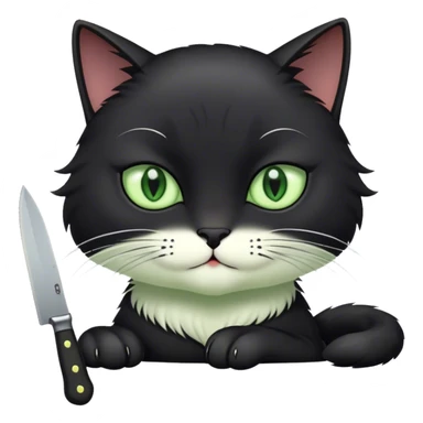 Black cat holding a knife sticker