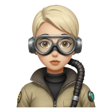 cyberpunk gasmask girl programmer buzzcut  sticker