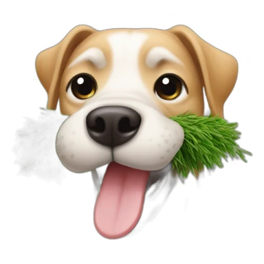 dog grass hanging from mouth sticker
