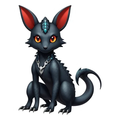Sophisticated Modern Gothic Gloomy Futuristic Scaly Cyber-Salandit-Umbreon-Litten-Hybrid (Full body) sticker
