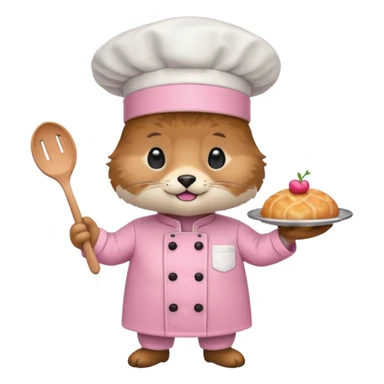 animal with pink chef costume sticker