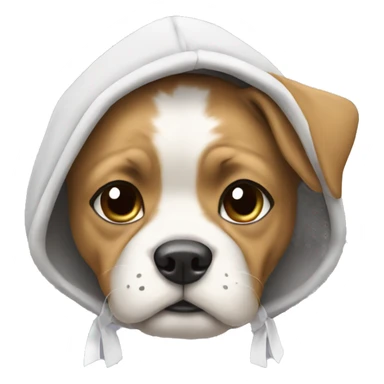 Dog wear a hoodie with a white bow on head sticker