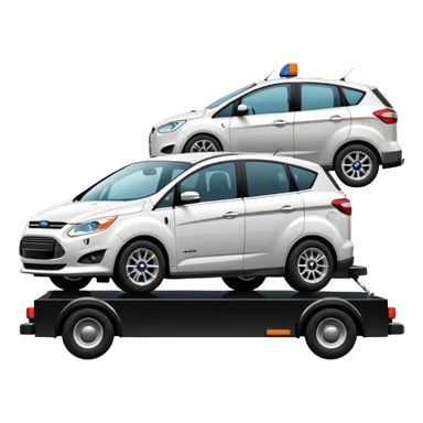 white ford car c max being towed by a black towing truck sticker