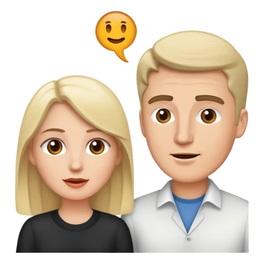 two speaking heads one white man one white woman talking sticker